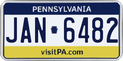 PA license plate JAN6482
