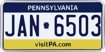 PA license plate JAN6503