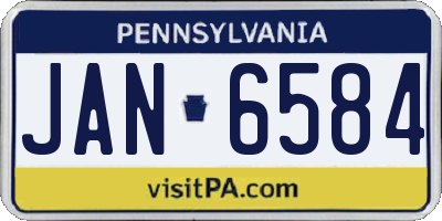 PA license plate JAN6584