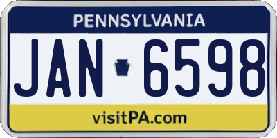 PA license plate JAN6598
