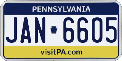 PA license plate JAN6605