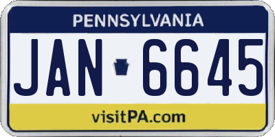 PA license plate JAN6645