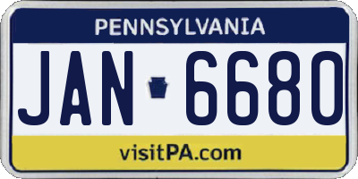 PA license plate JAN6680