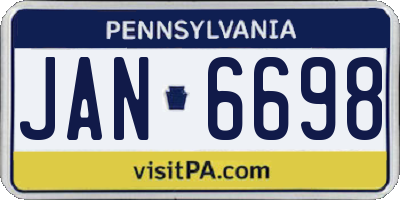 PA license plate JAN6698