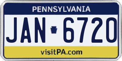 PA license plate JAN6720