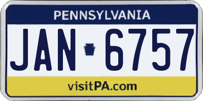 PA license plate JAN6757