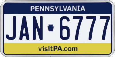 PA license plate JAN6777