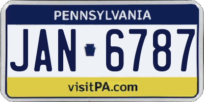 PA license plate JAN6787
