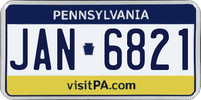 PA license plate JAN6821