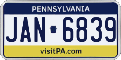 PA license plate JAN6839
