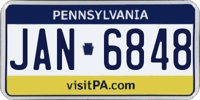 PA license plate JAN6848