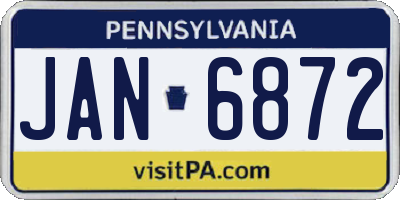PA license plate JAN6872