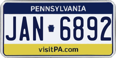 PA license plate JAN6892