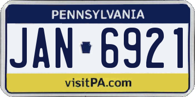 PA license plate JAN6921