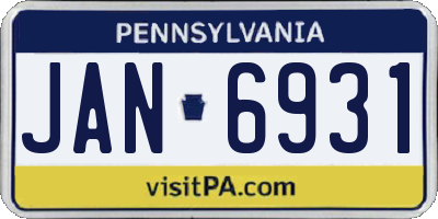PA license plate JAN6931