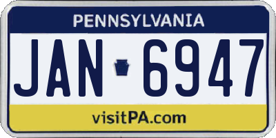 PA license plate JAN6947