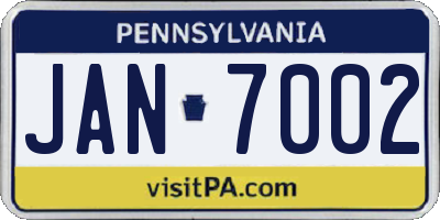 PA license plate JAN7002