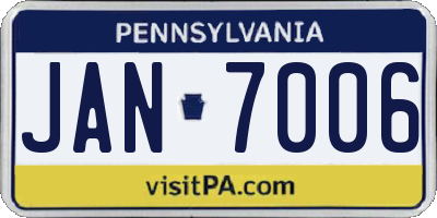 PA license plate JAN7006