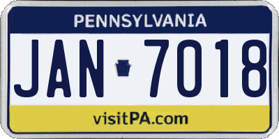 PA license plate JAN7018