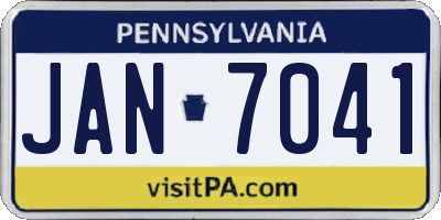 PA license plate JAN7041