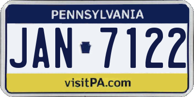 PA license plate JAN7122