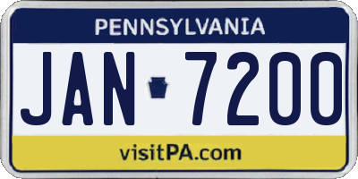 PA license plate JAN7200