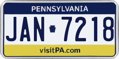 PA license plate JAN7218