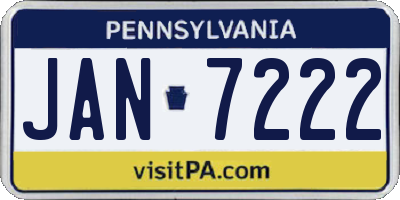 PA license plate JAN7222