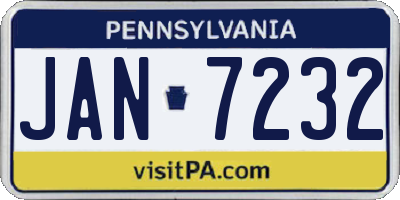 PA license plate JAN7232
