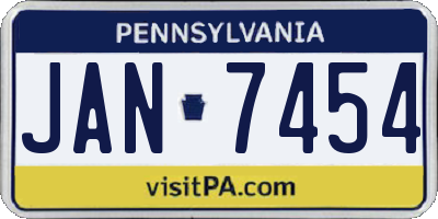 PA license plate JAN7454
