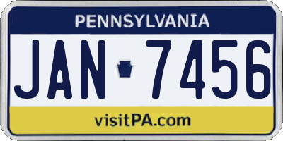 PA license plate JAN7456