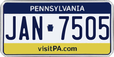 PA license plate JAN7505