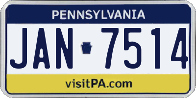 PA license plate JAN7514