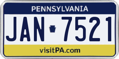 PA license plate JAN7521