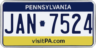 PA license plate JAN7524