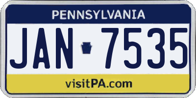 PA license plate JAN7535