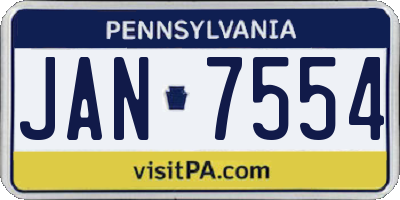 PA license plate JAN7554