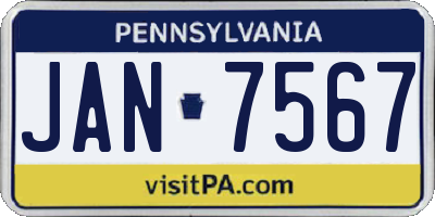 PA license plate JAN7567