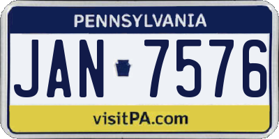 PA license plate JAN7576