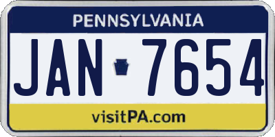 PA license plate JAN7654