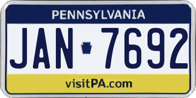 PA license plate JAN7692