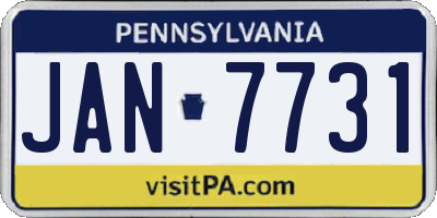 PA license plate JAN7731