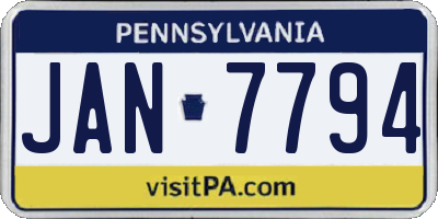 PA license plate JAN7794
