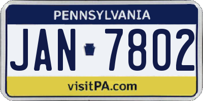 PA license plate JAN7802