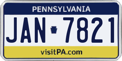 PA license plate JAN7821