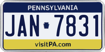 PA license plate JAN7831