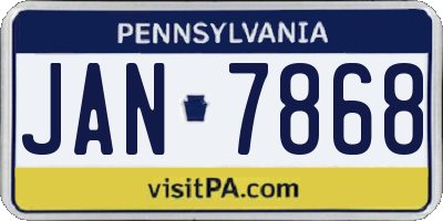 PA license plate JAN7868