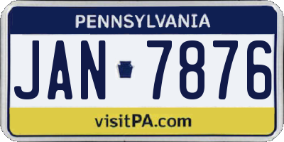 PA license plate JAN7876