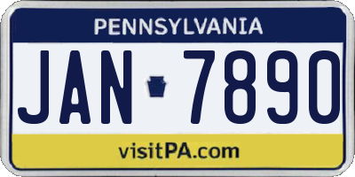 PA license plate JAN7890