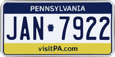 PA license plate JAN7922